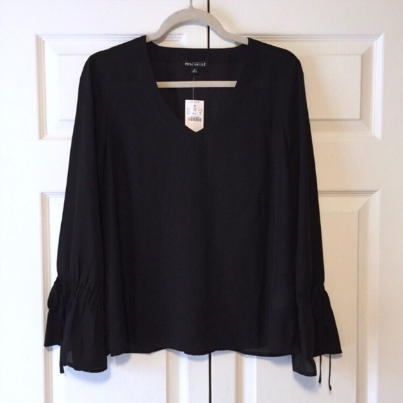 J. Crew Tops - NWT | J. Crew | Black Blouse Bell Sleeve Size 8